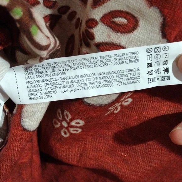 Zara Linen Blend Resort Set Printed Wide Leg Pants XL Tunic Dress M/L Boho - Picture 11 of 17